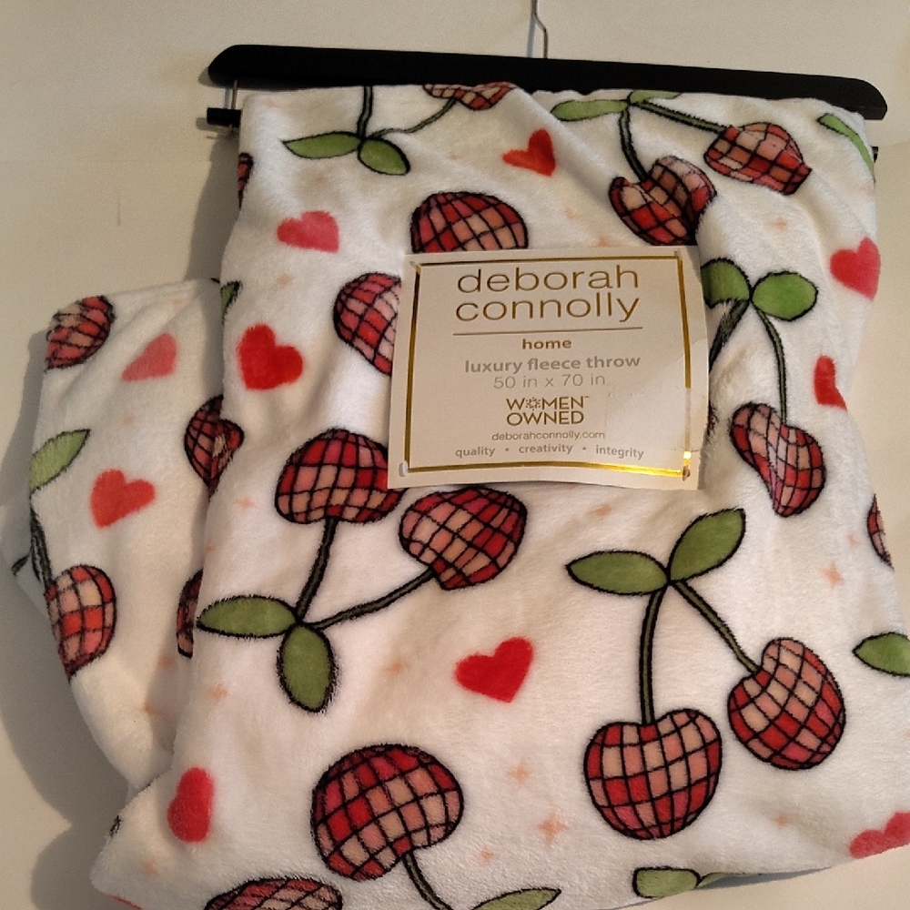 Deborah Connolly Cherry Fleece Throw